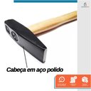 Ver imagem 5 de Martelo Pena Starfer 300g com Cabo de Madeira Legítima Aço Polido Funilaria Rebitar Metais e Uso Ger