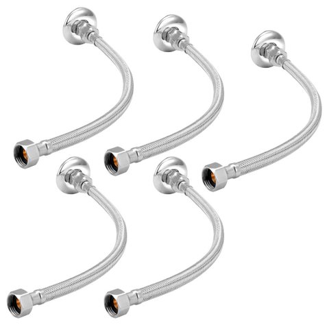 Kit 5 Engate Mangueira Flexível Trançado Aço Inox 30 Cm