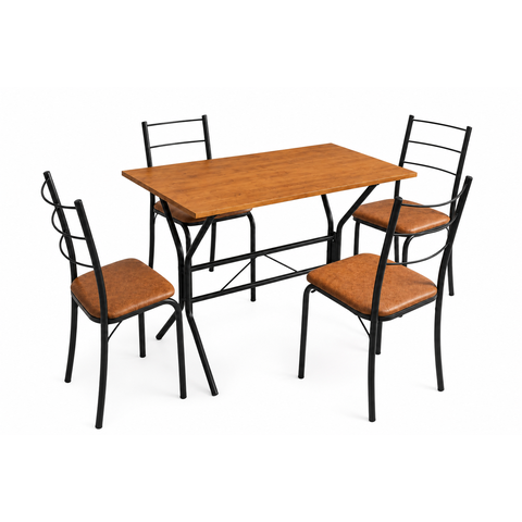 Conjunto Mesa Jantar 4 Lugares Belize Base Nexus Aço com 4 Cadeiras:Preto e Jambo