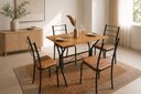 Ver imagem 2 de Conjunto Mesa Jantar 4 Lugares Belize Base Nexus Aço com 4 Cadeiras:Preto e Jambo