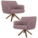 Ver imagem 1 de Kit 2 Poltronas Base Madeira Jade B-305 Veludo Rosê