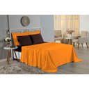 Ver imagem 4 de Jogo de Cama Casal Viúva Nobre 4 Peças Malha 100% Algodão - Laranja / Marrom