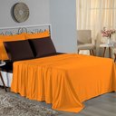 Ver imagem 1 de Jogo de Cama Casal Viúva Nobre 4 Peças Malha 100% Algodão - Laranja / Marrom