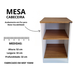Mesa de Cabeceira na Cor Freijó com Branco - 2