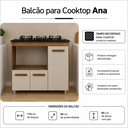 Ver imagem 2 de Balcão de Cozinha para Cooktop 5 Bocas com Nicho para Forno ou Microondas Ana - Savana/Off-White