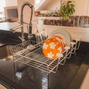 Ver imagem 1 de Escorredor de Louça Aramado 19 Pratos 7 Copos Porta Talheres Grande Cozinha em Aço Cromado