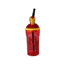 Copo 3d Yangzi C/ Canudo Homem de Ferro 360ml 29499 - 1