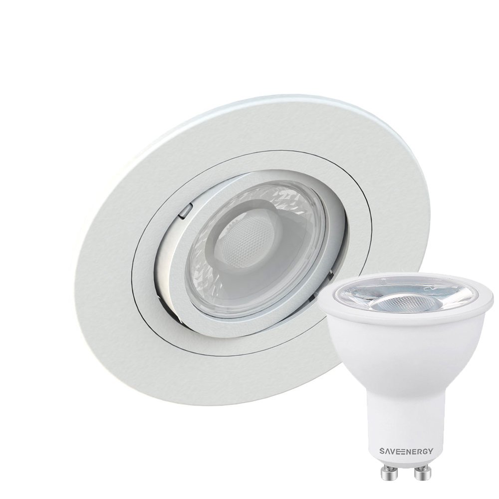 Kit 10 Spot Embutir Redondo Face Plana Dicroica MR16 Branco + Lâmpada Dicroica 4,8w 2700k - 1