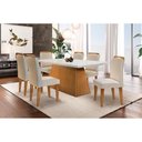 Ver imagem 1 de Conjunto: Mesa Sala Jantar Luna c/ Tampo Madeirado c/ Vidro Canto Reto 180cm + 6 Cadeiras Athenas