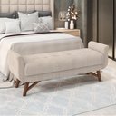 Ver imagem 2 de Puff Recamier Decorativo com Pés em Madeira 195 cm Itália P05 Linho Creme - Lyam Decor