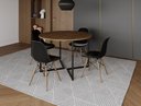 Ver imagem 1 de Mesa Industrial Base Ferro Preto em V Tampo 110cm Amendoa 4 Cadeiras Eames Madeira Assento Preto