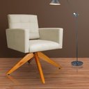 Ver imagem 2 de Poltrona Decorativa Camila Pés Madeira Giratório Suede Bege - DS Estofados
