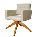 Ver imagem 3 de Poltrona Decorativa Camila Pés Madeira Giratório Suede Bege - DS Estofados