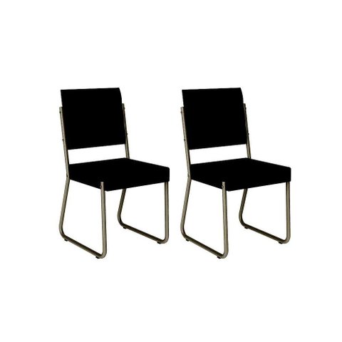 Cadeira Sala de Jantar 1736 Aço Kit 2 Uni Preto - Carraro