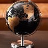 Globo Terrestre Planeta Terra Escolar Esfera Giratório Enfeite Decoração de Mesa Preto Dourado - 3