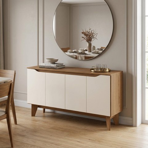 Buffet 4 Portas 150x80x38,5cm Nature Off White Quartzo