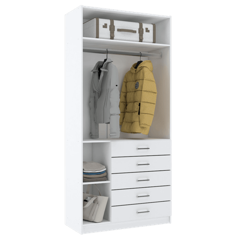 MÓDULO CLOSET COM CABIDEIRO + 5 GAVETAS + NICHOS M455.B (CASA) MUNDI MOVEIS