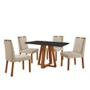 Ver imagem 1 de Conjunto Sala de Jantar Mesa Floripa 120x80cm Preto com 4 Cadeiras Luna Linho Bege