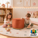 Ver imagem 2 de Puff Redondo Infantil - Banquinho Decorativo para Quarto Brinquedoteca - Espaço Kids Terracota