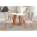 Ver imagem 1 de Conjunto: Mesa Sala Jantar Lins C/ Tampo Reto Madeirado 120x80cm e 4 Cadeiras Malu Nature/linho -