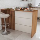 Ver imagem 1 de Bancada de Cozinha Alta Ilha Gourmet Ripado Nature/areia Hp - Panorama Móveis
