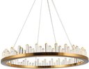 Ver imagem 1 de Pendente Anel Dourado com Cristais 60cm Led 60W Bivolt PARIS LUZ