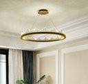 Ver imagem 2 de Pendente Anel Dourado com Cristais 60cm Led 60W Bivolt PARIS LUZ