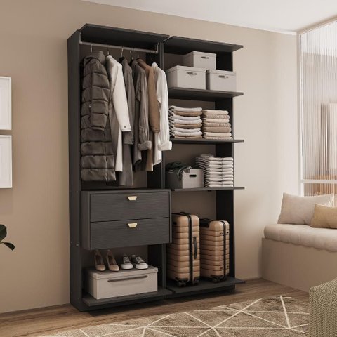 Closet Modulado 2 Gavetas Alasca Preto Touch Carraro