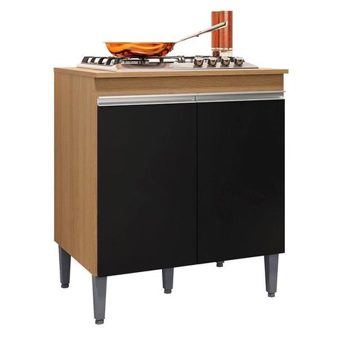 Balcão para Cooktop Andréia Amendoa Preto - Ajl