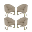Ver imagem 1 de Kit 4 Poltronas Decorativa Luana Base Ferro Dourada Suede - Twdecora