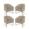 Kit 4 Poltronas Decorativa Luana Base Ferro Dourada Suede - Twdecora - 1