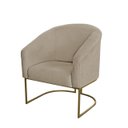 Ver imagem 4 de Kit 4 Poltronas Decorativa Luana Base Ferro Dourada Suede - Twdecora