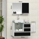 Ver imagem 2 de Conjunto Gabinete Banheiro POLO 60cm Branco/Preto - Gabinete + Cuba + Espelheira + Tampo Vidro