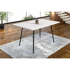 Mesa Sala De Jantar Paraty Preto 120X75Cm Tampo Branco - Preto