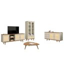 Ver imagem 2 de Conjunto para Sala de Estar Louro e Luna 5 Portas 8 Prateleiras MDF 135cm Marrom