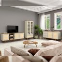 Ver imagem 1 de Conjunto para Sala de Estar Louro e Luna 5 Portas 8 Prateleiras MDF 135cm Marrom
