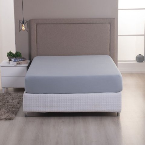 Lençol Avulso Casal Malha 100% Algodão c/ Elastico Cinza