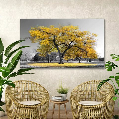 Quadro Decorativo Floral Ipe Amarelo para Sala Quarto em Canvas Grande Moderno