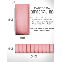 Kit 10 Cabeceiras de Cama Box Casal King Estofada Modulada 2,00mx45cm - 6