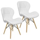 Ver imagem 1 de Kit 2 Cadeiras Charles Eames Eiffel Slim Wood Estofada - Branca