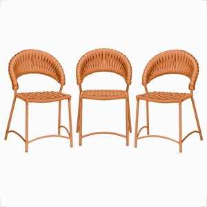 Cadeira de Jantar Milão Aluminio e Croche Náutico 3 Unidades - Terra Cota