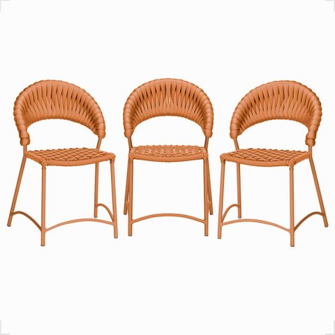 Cadeira de Jantar Milão Aluminio e Croche Náutico 3 Unidades - Terra Cota