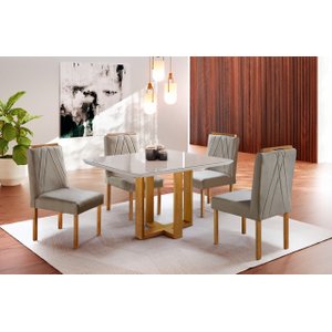 Conjunto Sala de Jantar 4 Lugares Paris Mesa Quadrada