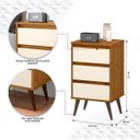 Ver imagem 3 de Mesa de Cabeceira Alta Pé Palito 3 Gavetas Woon Freijó/Off White