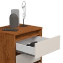 Ver imagem 2 de Mesa de Cabeceira Alta Pé Palito 3 Gavetas Woon Freijó/Off White