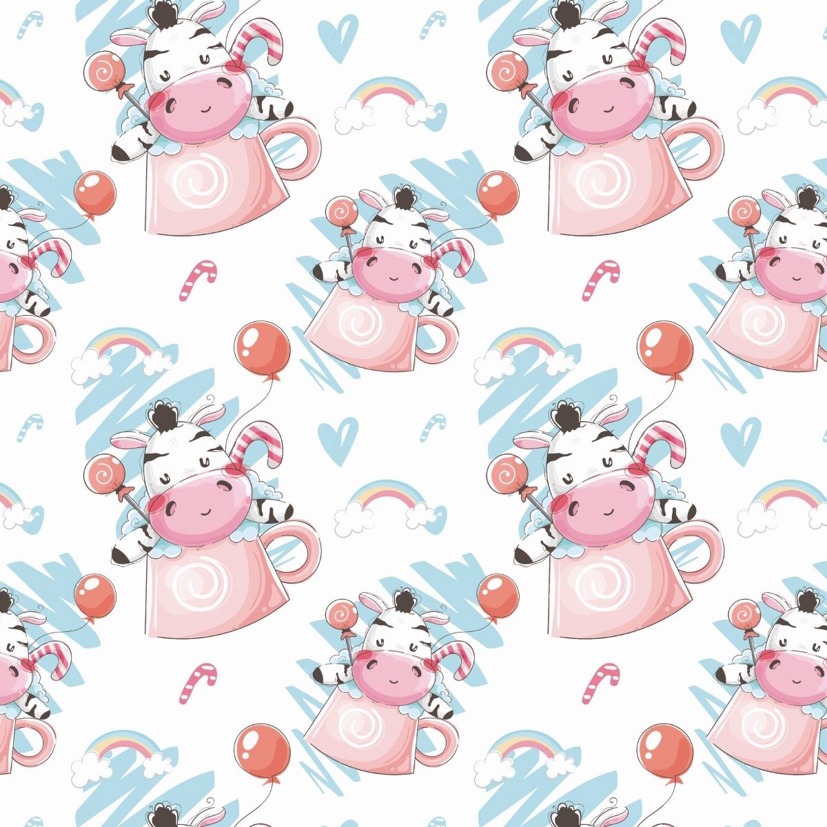 Papel De Parede Adesivo Desenho Panda Com Fundo Rosa 15m