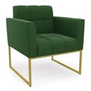Ver imagem 1 de Poltrona Elisa Suede Verde Base Metálica Industrial Dourada - D'Rossi