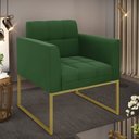 Ver imagem 2 de Poltrona Elisa Suede Verde Base Metálica Industrial Dourada - D'Rossi