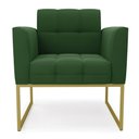 Ver imagem 3 de Poltrona Elisa Suede Verde Base Metálica Industrial Dourada - D'Rossi