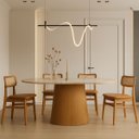 Ver imagem 3 de Mesa de Jantar Oblongo 120x80 Cm Freijó Tampo Mármore Travertino